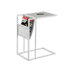 Table d'appoint - blanc, métal blanc et support magazine - Monarch