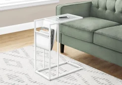 Table d'appoint - blanc, métal blanc et support magazine - Monarch