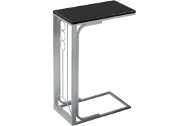 Table d'appoint - dessus noir, métal argenté - Monarch