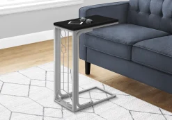 Table d'appoint - dessus noir, métal argenté - Monarch