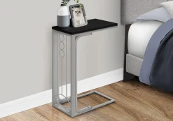 Table d'appoint - dessus noir, métal argenté - Monarch