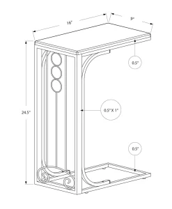 Table d'appoint - dessus noir, métal argenté - Monarch