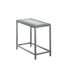 Table d'appoint - gris, dessus tuile bleu, argent - Monarch