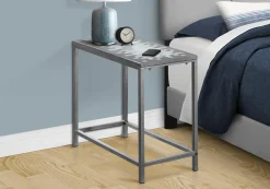 Table d'appoint - gris, dessus tuile bleu, argent - Monarch