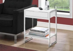 Table d'appoint - 24"H, blanc lustré, métal chrome - Monarch