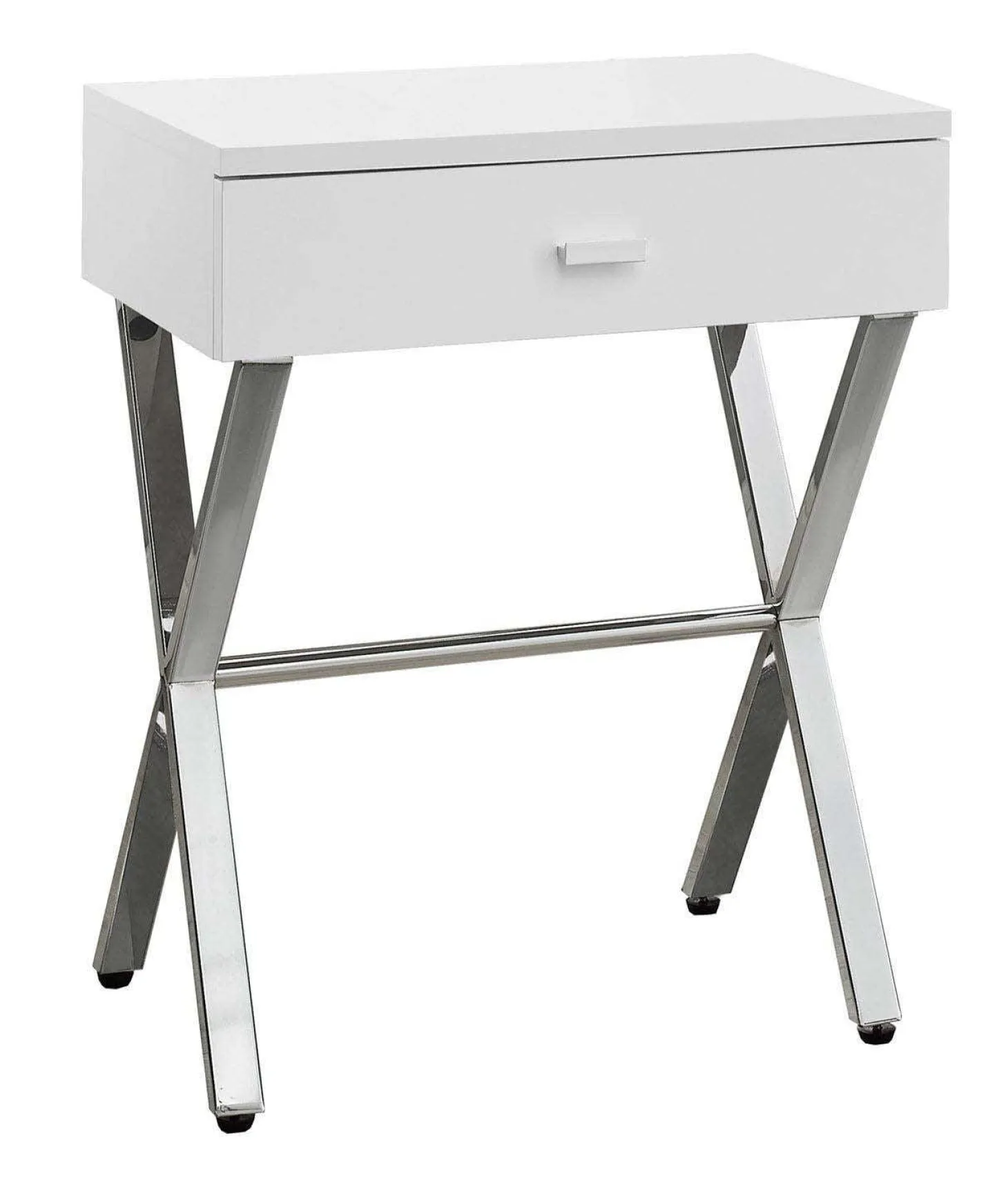 Table d'appoint - 24"H, blanc lustré, métal chrome - Monarch