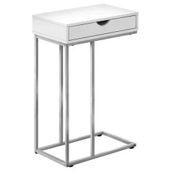 Table d'appoint - 25"H, blanc, métal argent - Monarch
