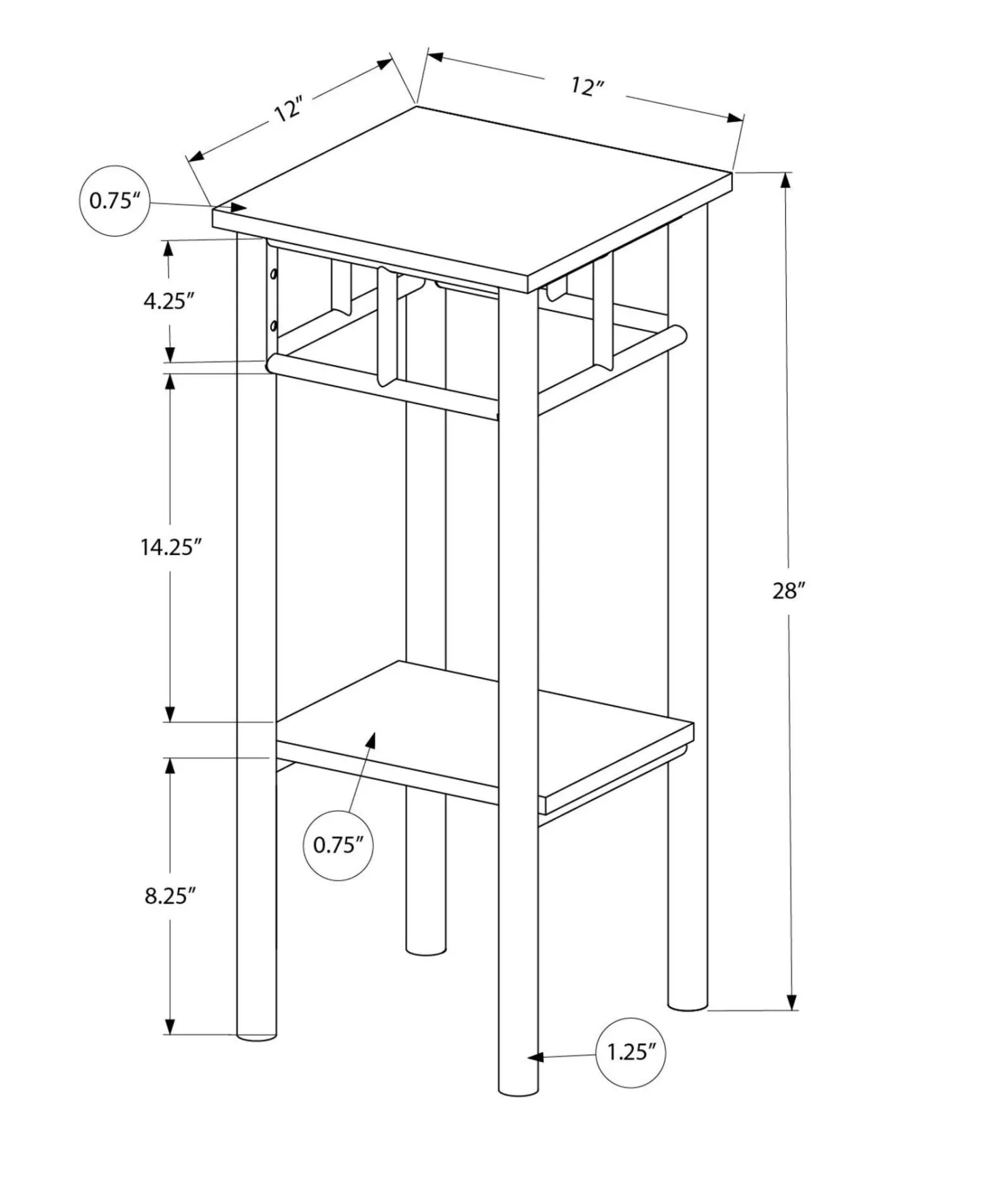 Table d'appoint - 28"H, blanc, métal blanc - Monarch