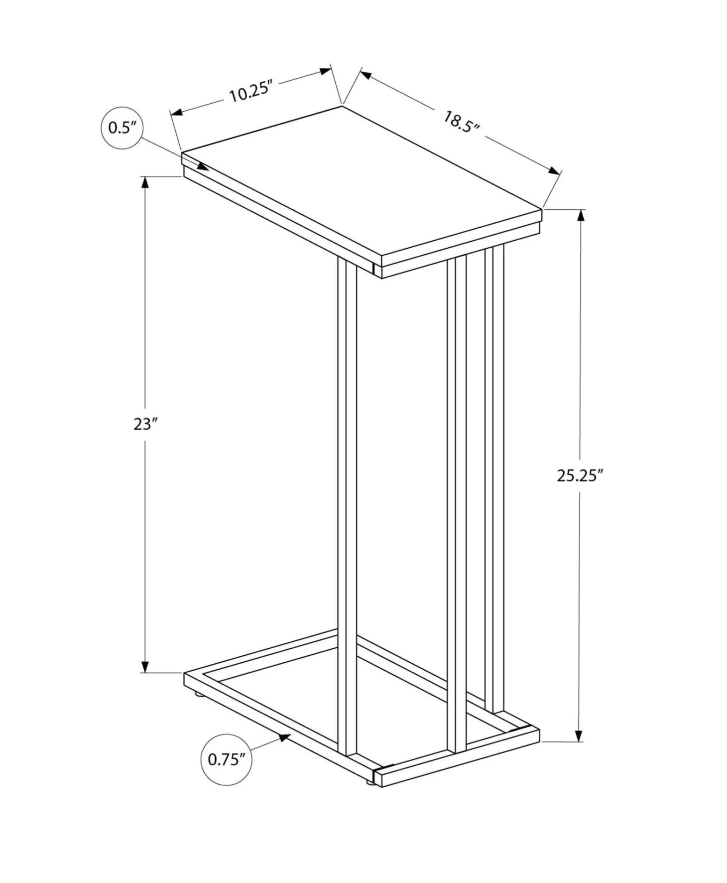 Table d'appoint - 25"H, blanc, métal blanc - Monarch