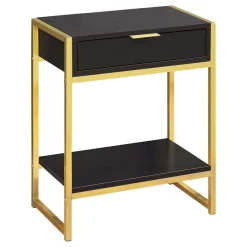 Table d'appoint - 24"H, espresso, métal or - Monarch