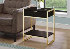 Table d'appoint - 24"H, espresso, métal or - Monarch