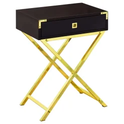 Table d'appoint - 24"H, espresso, métal or - Monarch