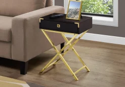 Table d'appoint - 24"H, espresso, métal or - Monarch