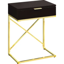 Table d'appoint - 24"H, espresso, métal d'or - Monarch