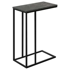 Table d'appoint - 25"H, fausse pierre grise, métal noir - Monarch