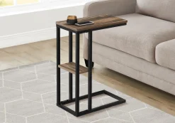 Table d'appoint - 25"H, faux bois brun, métal noir - Monarch