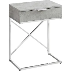 Table d'appoint - 24"H, gris cimente, métal chrome - Monarch