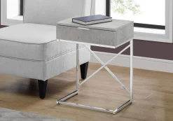 Table d'appoint - 24"H, gris cimente, métal chrome - Monarch