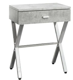 Table d'appoint - 24"H, gris cimente, métal chrome - Monarch