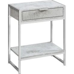 Table d'appoint - 24"H, gris cimente, métal chrome - Monarch