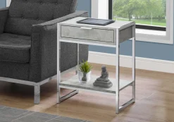 Table d'appoint - 24"H, gris cimente, métal chrome - Monarch