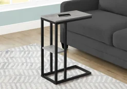 Table d'appoint - 25"H, gris, métal noir - Monarch