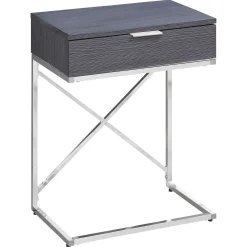 Table d'appoint - 24"H, gris, métal chrome - Monarch
