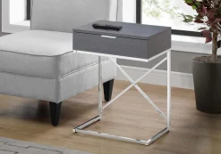 Table d'appoint - 24"H, gris, métal chrome - Monarch