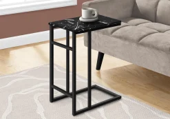 Table d'appoint - 24"H, marbre noir, métal noir - Monarch