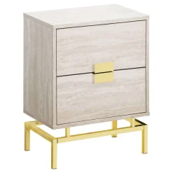Table d'appoint - 24"H, marbre beige, métal or - Monarch