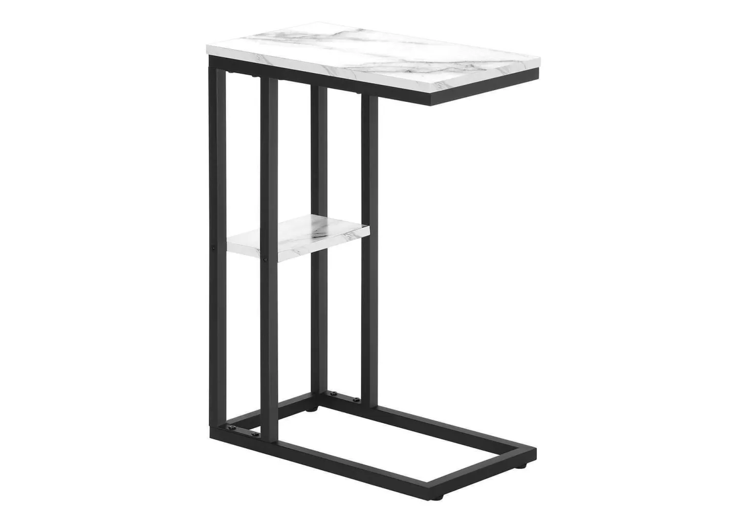 Table d'appoint - 25"H, marbre blanc, métal noir - Monarch