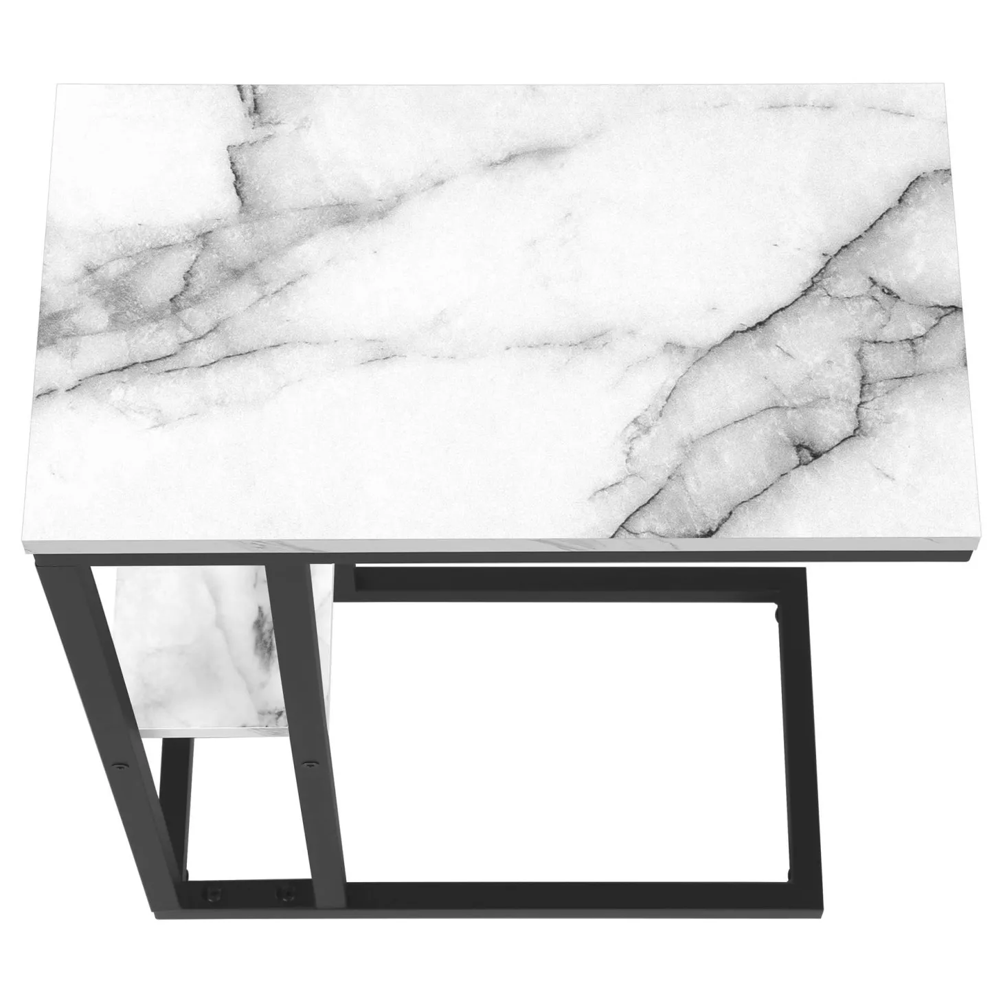 Table d'appoint - 25"H, marbre blanc, métal noir - Monarch