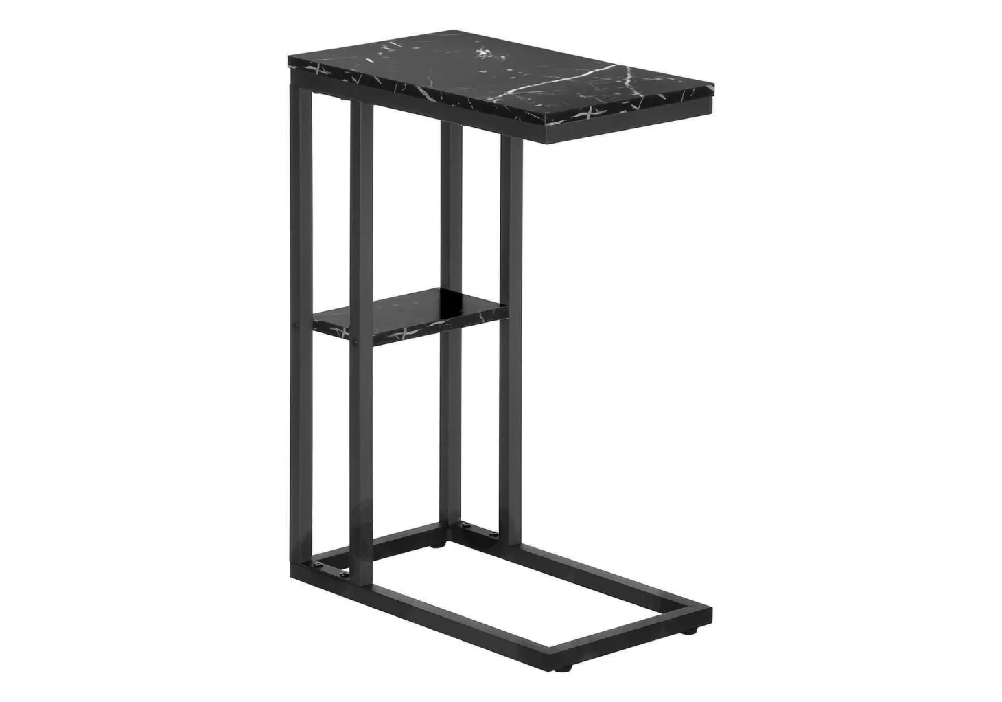 Table d'appoint - 25"H, marbre noir, métal noir - Monarch