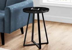 Table d'appoint - 22"H, marbre noir, métal noir - Monarch
