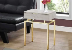 Table d'appoint - 24"H, marbre beige, métal or - Monarch