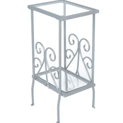 Table d'appoint - 30"H, métal argent avec verre trempé - Monarch