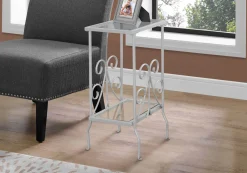 Table d'appoint - 30"H, métal argent avec verre trempé - Monarch