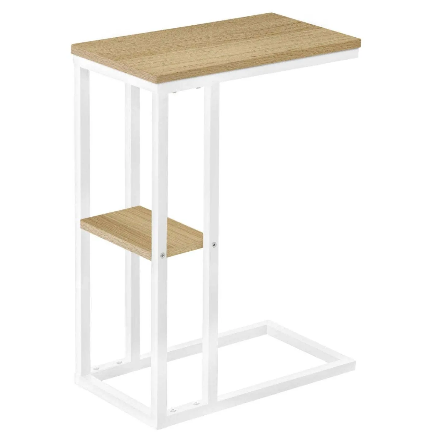 Table d'appoint - 25"H, naturel, métal blanc - Monarch