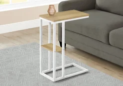 Table d'appoint - 25"H, naturel, métal blanc - Monarch