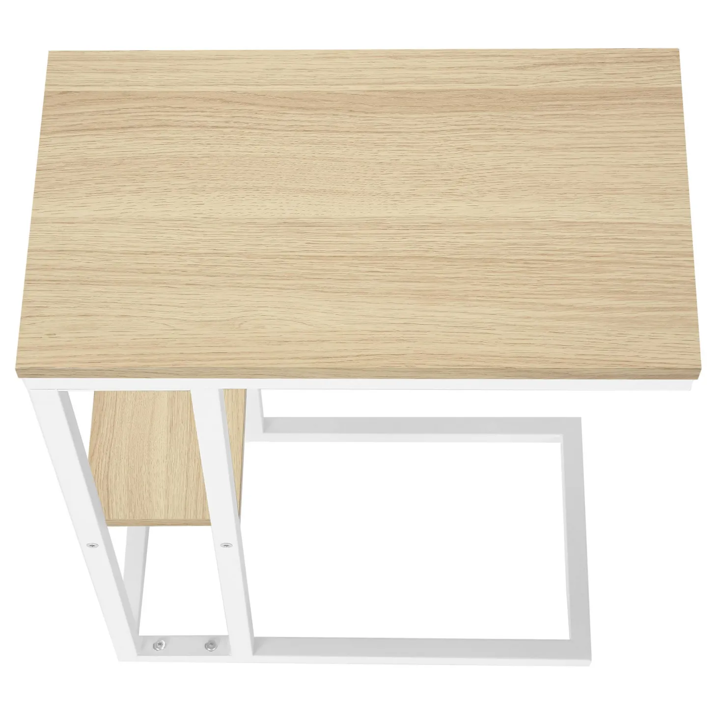 Table d'appoint - 25"H, naturel, métal blanc - Monarch