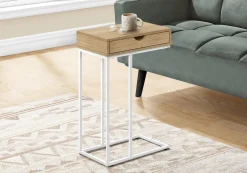 Table d'appoint - 25"H, naturel, métal blanc - Monarch