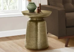 Table d'appoint - 22"H, table de bout drum métal doré - Monarch