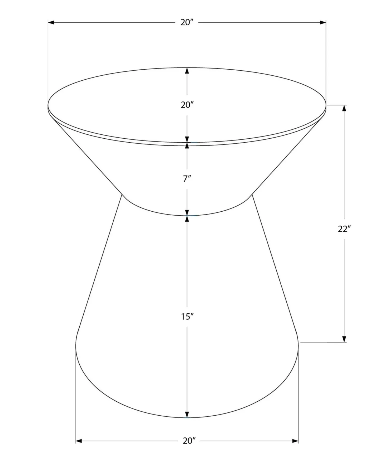 Table d'appoint - 22"H, table de bout drum métal gris - Monarch