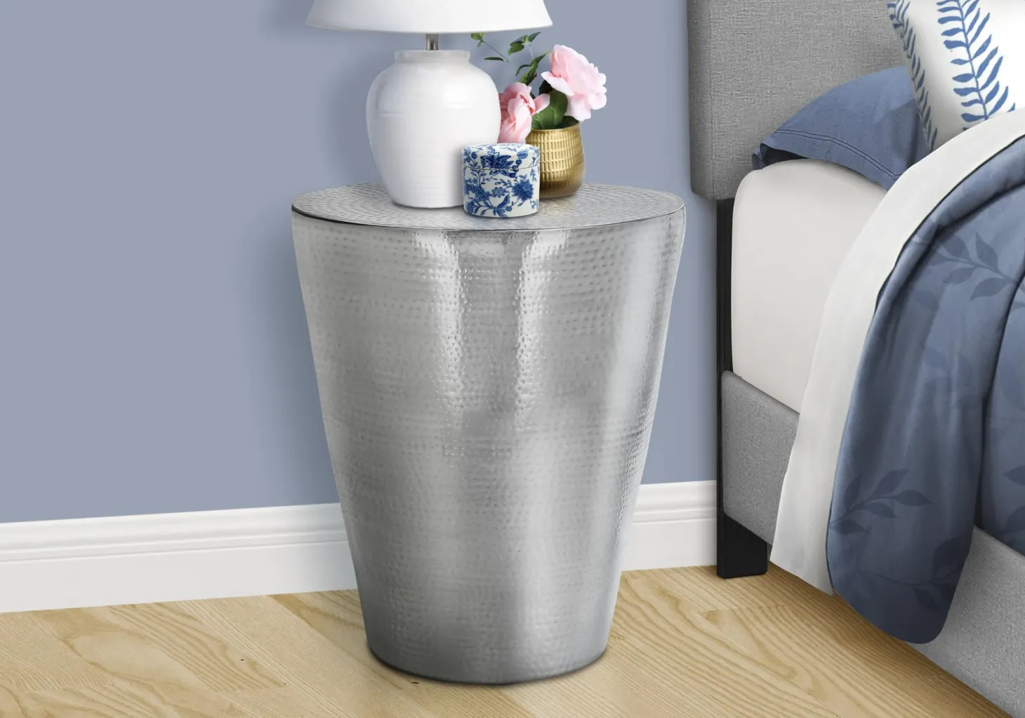 Table d'appoint - 22"H, table de bout drum métal chrome - Monarch