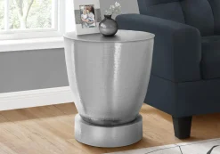 Table d'appoint - 22"H, table de bout drum métal chrome - Monarch