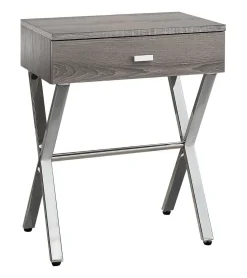 Table d'appoint - 24"H, taupe foncé, métal chrome - Monarch