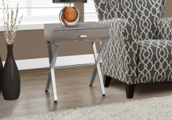Table d'appoint - 24"H, taupe foncé, métal chrome - Monarch