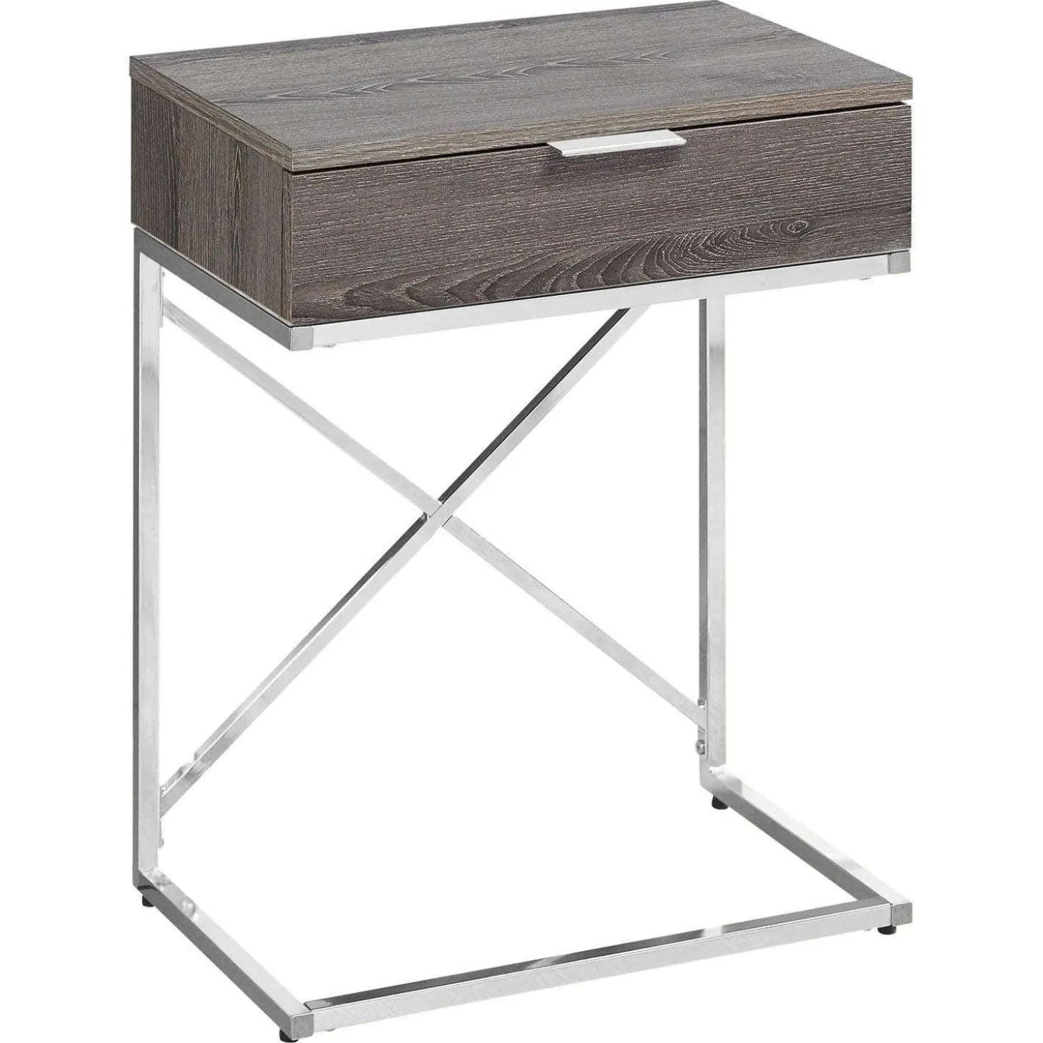 Table d'appoint - 24"H, taupe foncé, métal chrome - Monarch