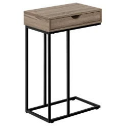 Table d'appoint - 25"H, taupe foncé, métal noir - Monarch