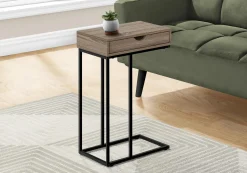 Table d'appoint - 25"H, taupe foncé, métal noir - Monarch